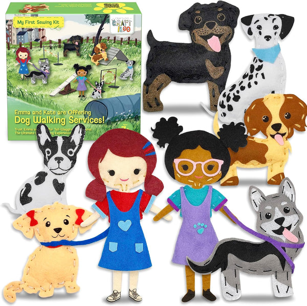 CRAFTILOO 8 Pre-Cut Dogs Stuffed Animal Fun Kids Sewing Kit for Kids