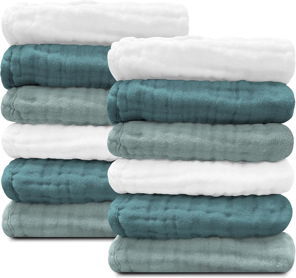 Sunny zzzZZ Baby Muslin Washcloths -100% Cotton Muslin Soft Baby Bath Wash