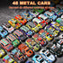 AIUAZA Set, Set 3, 4, 5, 6, 7, 8 (48 Children's mini Alloy car Rear Pull Back Cars Alloy Racing Toy, with Garage