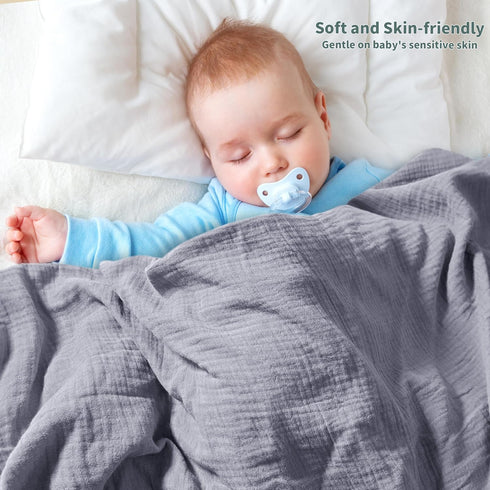 GUNTAIL 2 Pack 41 41 inches Muslin Swaddle Blankets for Newborn, Breathable Soft Receiving Blanket, Large x Swaddle