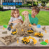 YIDESTARS 4 1 8 6 3lbs 3-6 Construction Sandbox with Lid - Vehicles with Conveyor, Castle Molds, Figures & Moldable