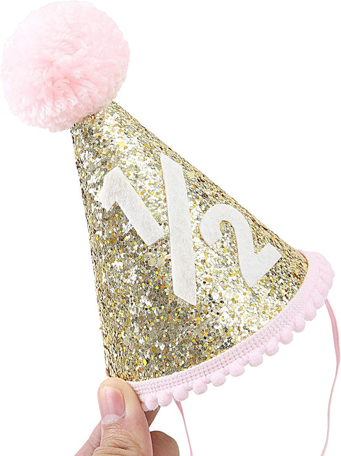 WAOUH Half Birthday Crown Hat - Mini Cake Smash Photo Prop for Baby's 6 Month Milestone Party Hats