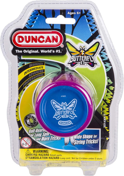 Duncan Toys Butterfly XT Yo-Yo with String, Ball Bearing Axle and Plastic Body, String Trick Yo-Yo, Purple with Blue Cap