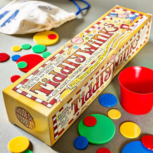 House of Marbles Tiddlywinks, Traditional Family Game, 28 Multicolored Pieces, Retro Classic Travel Game