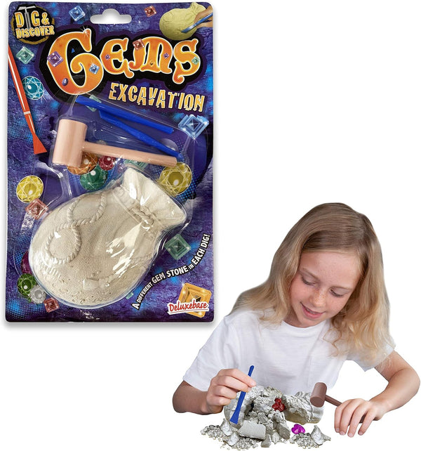Dig & Discover - Gems Excavation from Deluxebase, Kids Science Kit for Gem Mining and Fossil Discovery