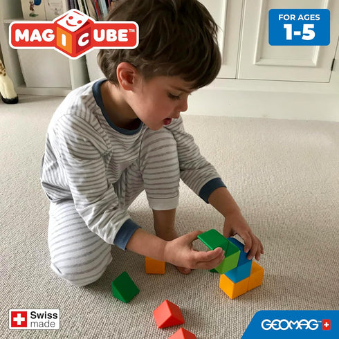 Geomag MagiCube 24-pc Magnetic Blocks Set for Kids Ages 1-5 | Swiss-Made Educational Toy from 100% Recycled Plastic