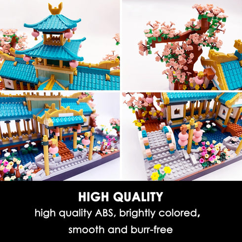Micro Building Blocks Set, Chinese Suzhou Garden Architecture & Cherry Blossom Bonsai Tree, 2350 pcs