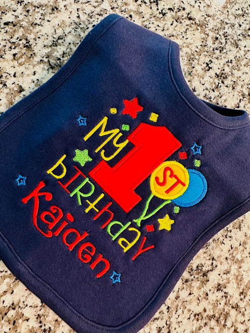Personalized First Birthday Boy Smash Bib with Custom Name
