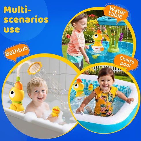 FIRRLUCO 4 3 Baby Bath Toys, Baby Bath Shower Head for Bathtub with Adjustable Sprayer, Control the Flow Rinser Babies