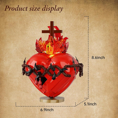 Set,Sacred Women(667 VONADO Jesus Heart Building Heart Model Compatible with Lego,Bible Themed Christian Decorative