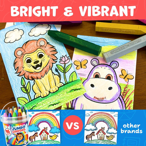 1-3 16pc 4-8 1-3 2-4 Jumbo Crayons For Toddlers - Toddler Crayons For Kids Ages - With Printed & PDF Crayon Color