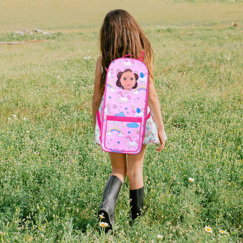 18INDC 18 Inch 5PCS 18In Set 18 Inch 18" Doll Storage Bag - Unicorn Theme Doll Accessories with Rainbow Dress, Hair