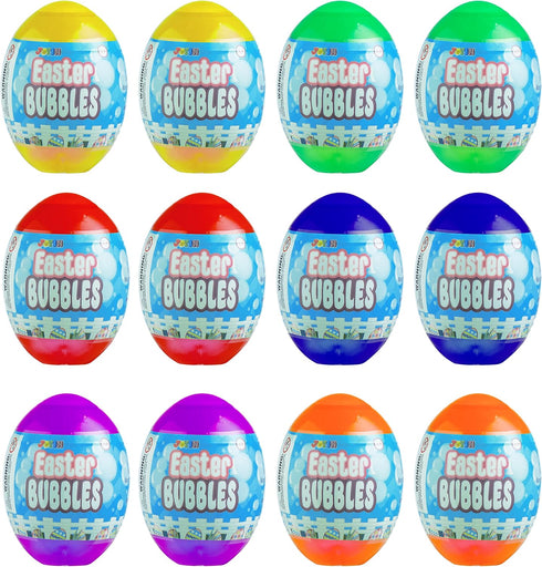 12 JOYIN Easter Egg Bubbles Wands for Easter Theme Party Favor Kids Seasonal Merriment Toys, Prefilled Eggs Hunt