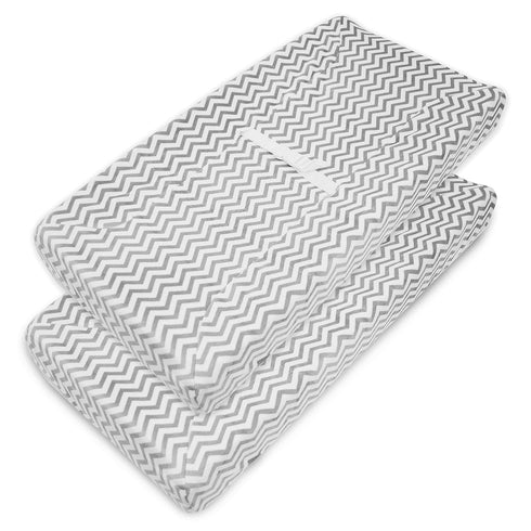 American Baby Company 2 Pack Heavenly Soft Chenille Fitted Changing Pad Cover, Chevron for Boys and Girls
