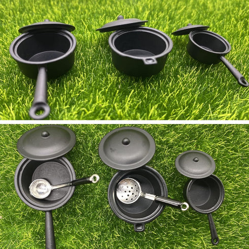 Cayway Miniature Kitchen Accessories Miniature Cookware Accessories Mini Food Accessory Mini Pot Dish Knife Fork