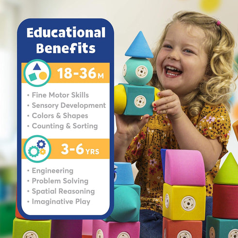 Magnetic Foam Blocks – STEM Preschool Toys for Children, Bath Building Blocks for Kids 3-6