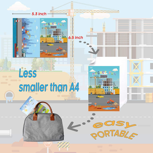 Magnetic Portable Playboard with 44 Pcs Construction Site Engineering Vehicles