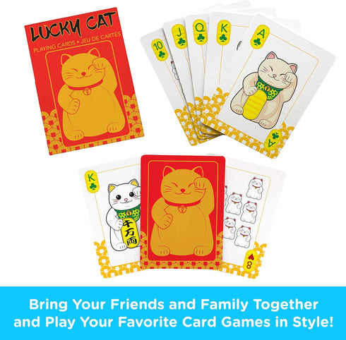 AQUARIUS Lucky Cat Playing Cards - Lucky Cat Themed Deck of Cards for Your Favorite Card Games - Lucky Cat Merchandise & Collectibles - Poker Size with Linen Finish