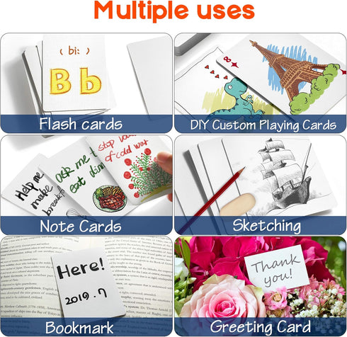 LotFancy 180PCS Blank Playing Cards, White Index Flash Cards for Writing, Printable Study Learning, Poker Size 2.5" x
