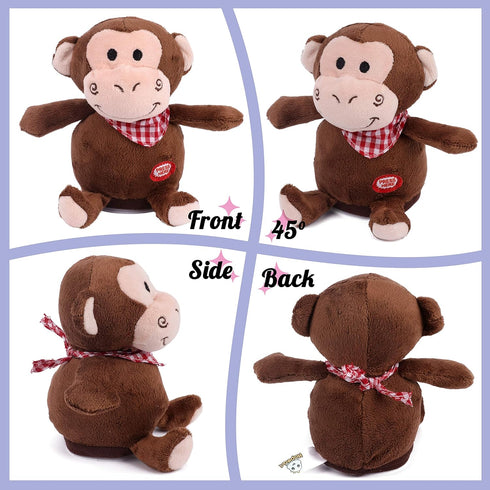 Hopearl Talking Monkey, Nodding Electric Interactive Animated Toy, Speaking Plush Buddy for Toddlers, 6.5''