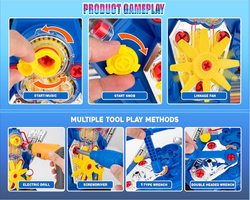 POFJOEQ V6 Kit60-Piece Playset 3-5 STEM New Engine Model Building Take Apart Toy with Realistic Lights & Sounds, Tools