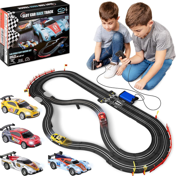 Atlasonix Slot Car Race Tracks Sets, Electric Race Car Track, Dual Electric Race Track for Girls & Boys Age 5+