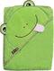 Frenchie Mini Couture Extra Large 40"x30" Absorbent Baby Hooded Towel, Green Frog