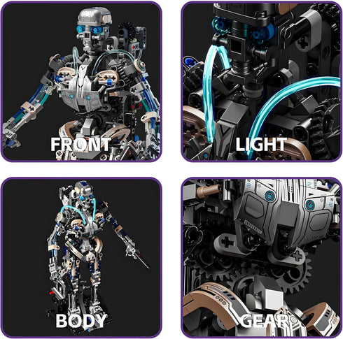 CSNRHG 692+Pieces Mechanical Skeleton Robot Building Block Toy Twistable Body and Poseable Design Creative STEM Toy