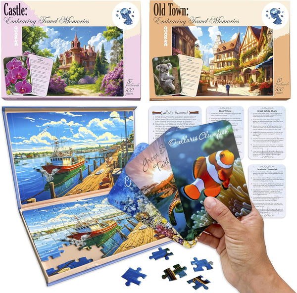 QUOKKA 100 Piece Dementia Puzzles for Elderly - 3SET Large Piece Puzzles