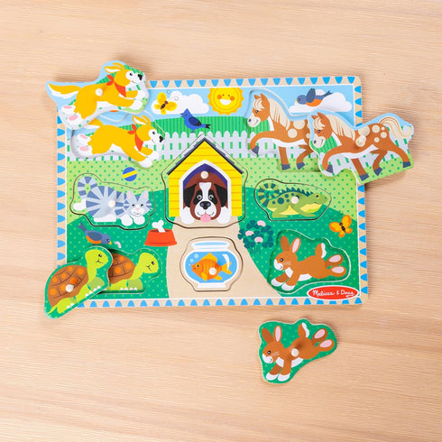 Melissa & Doug Pets Wooden Peg Puzzle, 8 pcs