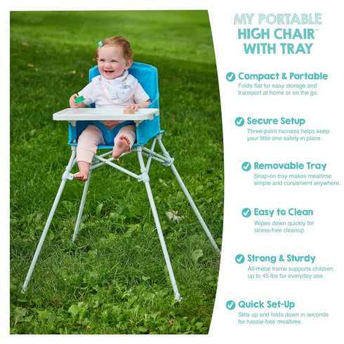 Regalo My Portable High Chair, Foldable High Chair for Babies & Toddlers, Indoor/Outdoor Baby Chair, Travel High Chair