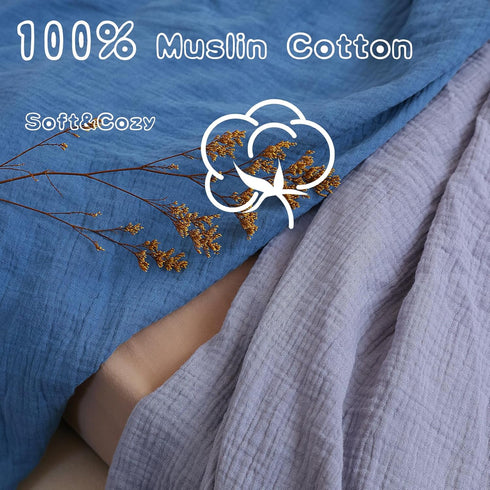 2 Pack Set 28"x 52" Muslin Neutral Crib Sheets for Boys & Girls Blue Rutiwa Soft Breathable Baby Sheets for Crib