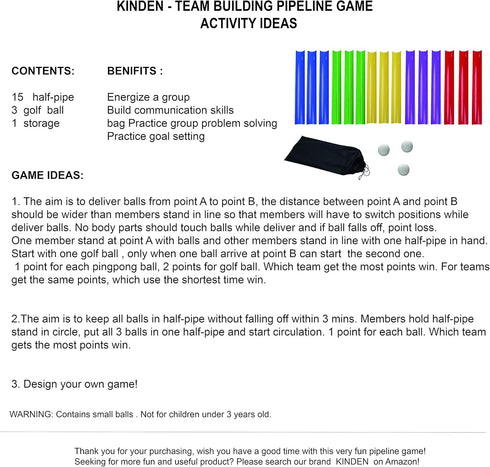 KINDEN 15 Pipe Pipeline Team Building Activities Kit, Group Games for Field Day