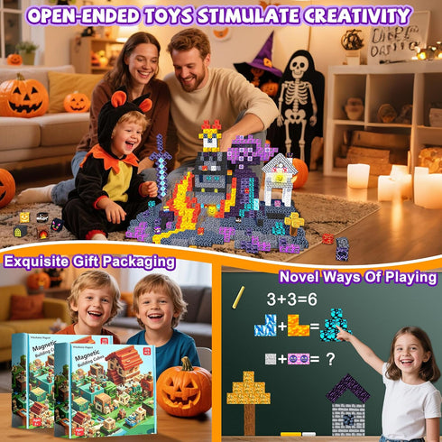 170PCS Blocks,1" 3D Set,SETM 3+ Magnetic Light Up Magnetic Building Blocks, Magnets Cubes for Kids to Build Dark Cave