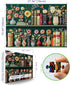1000 (27.5"x19.7") Wildflower Pages Puzzles for Adults Pieces, Vintage Embroidered Plant Flower Vase Bookshelf Art