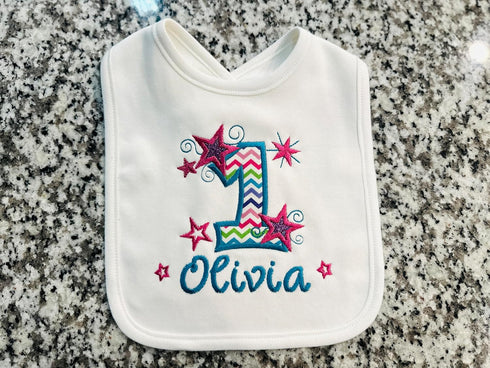 Personalized First Birthday Bib for Baby Girls