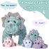 EARTHSOUND Triceratops Dinosaur Stuffed Animal - 18" Cute Small Mommy Plush Toy with Little Babies