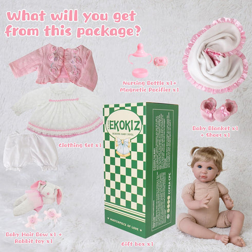 Realistic 22-Inch Baby Doll - Soft Cloth Body Lifelike Reborn Doll with Clothes and Toy Accessories