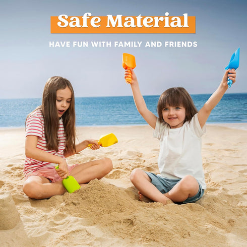 Sloosh Beach Sand Shovels for Kids, 4 Packs Colorful Scoops for Outdoor Digging Play, Heavy Duty Plastic