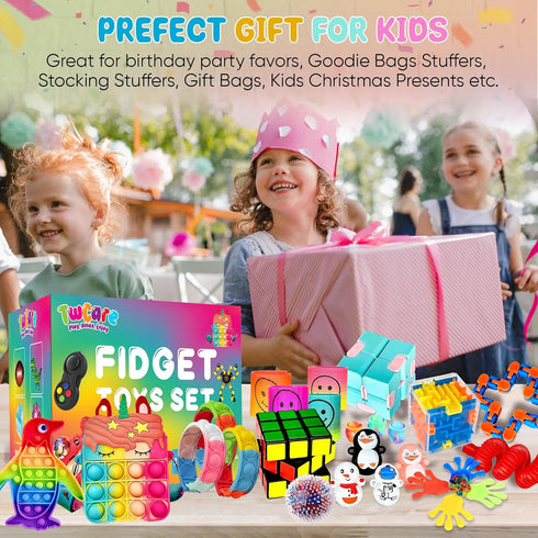 TwCare 120 Pack, Set Pcs Fidget Toys Pop Sensory Party Favors Gifts for Kids Adults Boy Girl Stocking Stuffers Autistic