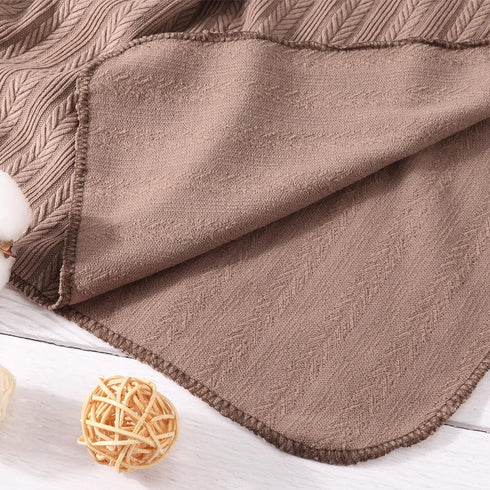 Set AQOKKA Newborn Receiving Blanket with Bow Hat Mittens Wooden Card Wheat-Pattern Newborns Toddler Baby Boy Girl