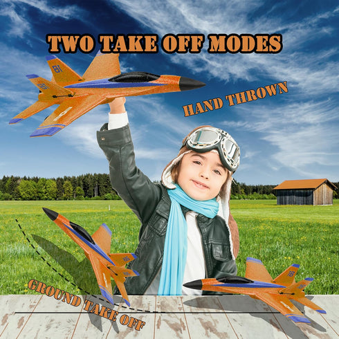 Foam F/A-18 RC Plane Hornet Strike Fighter, 2 CH Remote Control Airplane, Glider Planes for Kids (Orange)