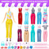 56 Pcs Doll Clothes and Accessories - 2 Wedding Gowns, 2 Evening Dresses, 20 Hangers, 10 Shoes for Girls
