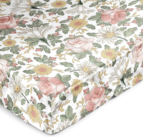 Sweet Jojo Designs Vintage Floral Boho Girl Baby Satin Fitted Crib Sheet