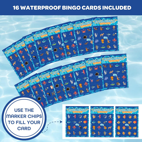 Summer 30 150 16 Pool Bingo Diving Game for Kids- Party Fun Edition Toy- Dive & Call Sinking Animal Themed "Numbers"