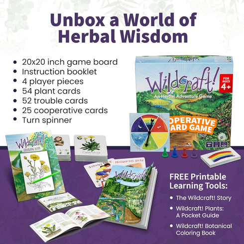Wildcraft! an Herbal Adventure Game/Family Game: Learn 25 Herbs, Coop Board Games for Family Night, Educational Games
