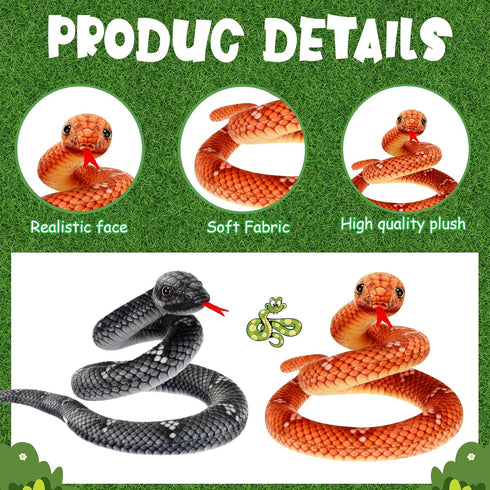Meooeck 6 Pcs Snake Stuffed Animal, 31.5 Inch Plush Toy, Large Cobra Snake Plushies for Halloween Prank Props