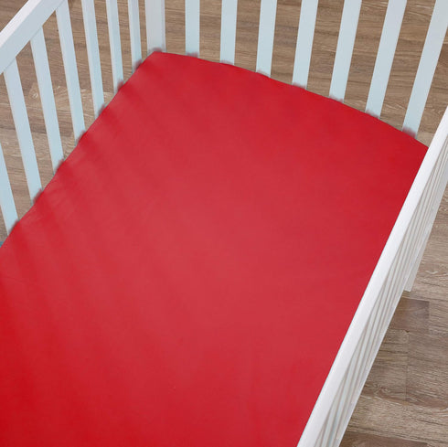 TL Care Supreme 100% Natural Cotton Fitted Crib Sheet, 52" x 28", Red