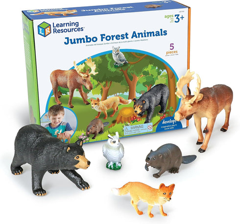 Learning Resources Jumbo Forest Animals - 5 Pieces, Kids Play Animal Figures, Ages 3+, Preschool Learning Toys, Zoo