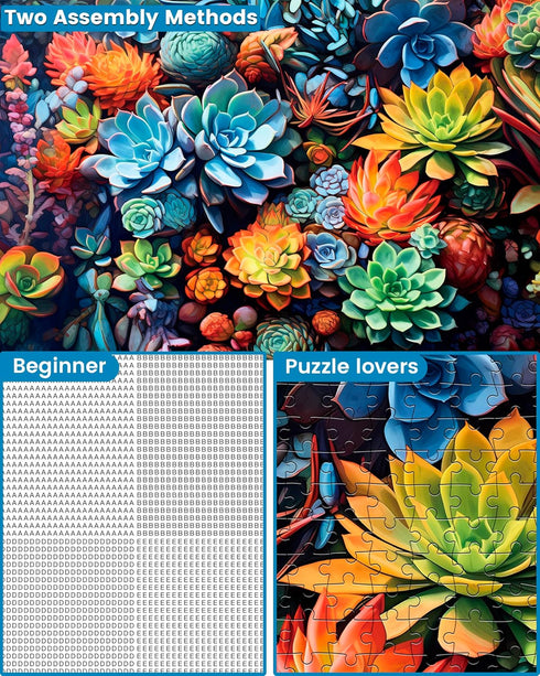 500 Pieces Jigsaw Puzzle for Adults, Succulents Puzzle, Colorful World of Succulents, Great Gift Idea